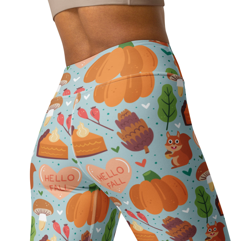 Women's Hello Fall Pumpkin Buttery Soft Yoga Leggings - Quick Drying, High Waisted Comfort