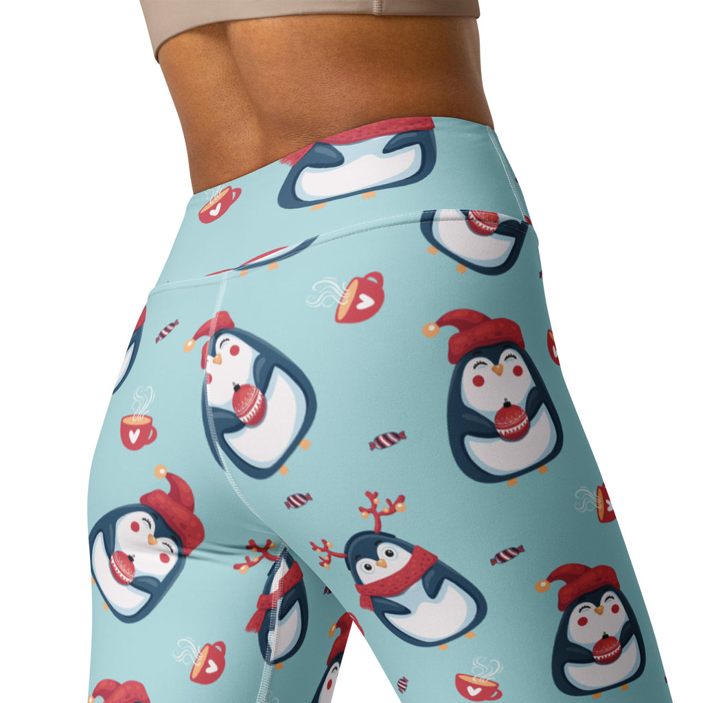 Women's Christmas Penguin Buttery Soft Yoga Leggings - Quick Drying, High Waisted Comfort