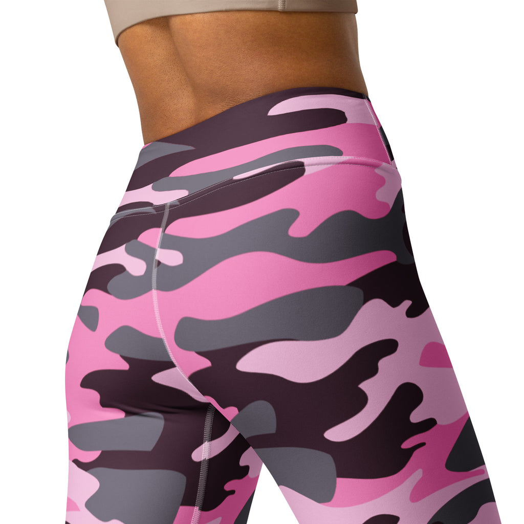 Women's Pink Camouflage Buttery Soft Yoga Leggings - Quick Drying, High Waisted Comfort