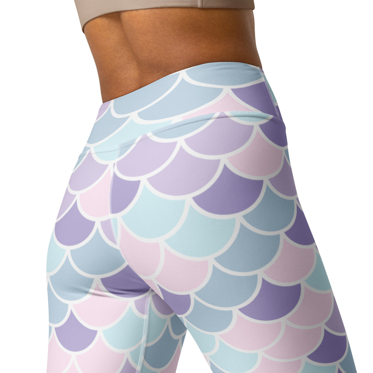 Women's Pastel Mermaid Scales Buttery Soft Yoga Leggings - Quick Drying, High Waisted Comfort