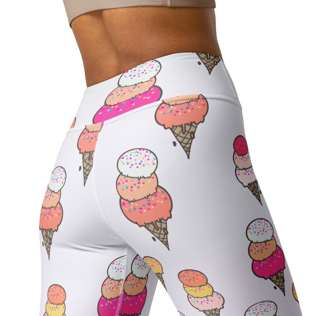 Women's Ice Cream Cone Buttery Soft Yoga Leggings - Quick Drying, High Waisted Comfort