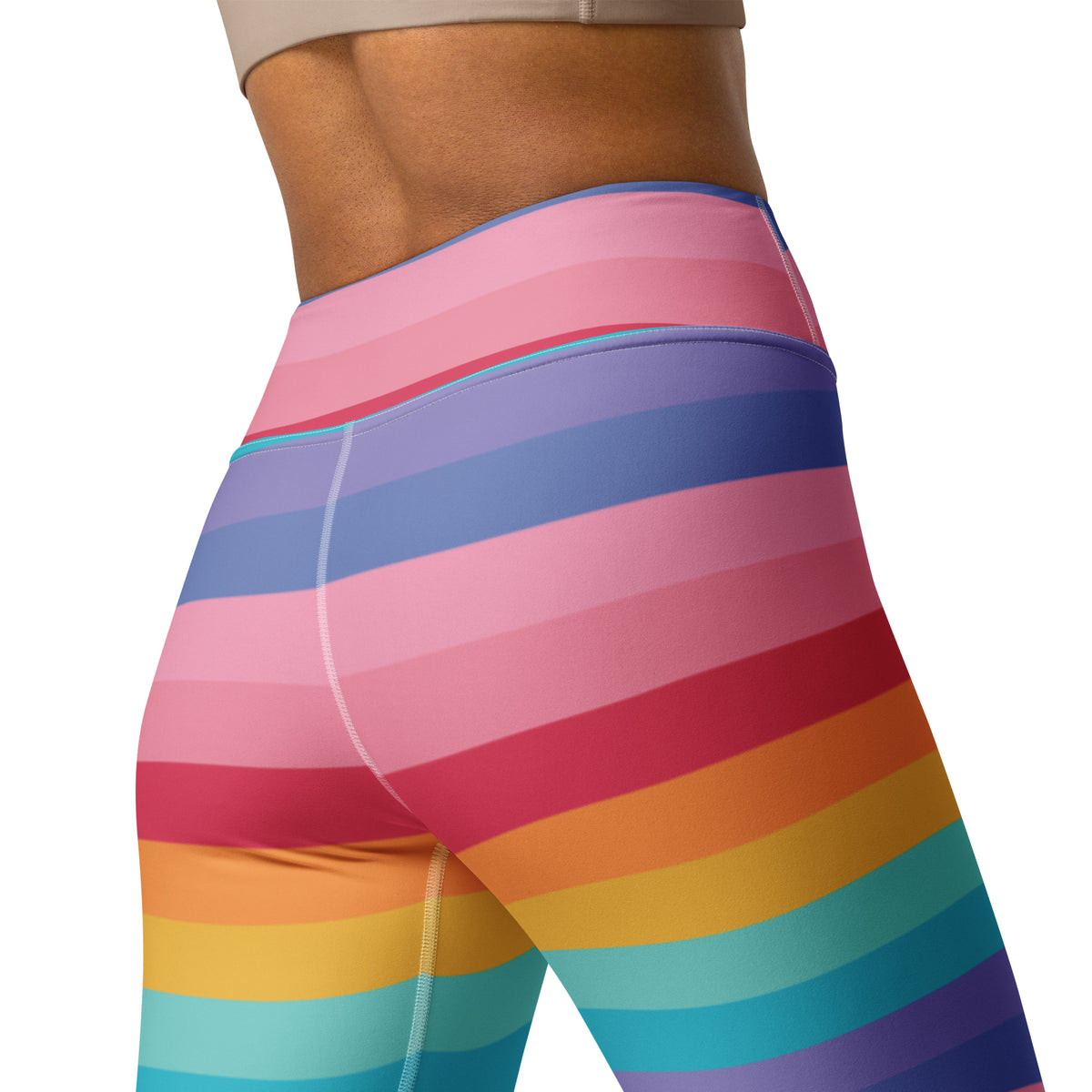 Women's Bright Striped Rainbow Buttery Soft Yoga Leggings - Quick Drying, High Waisted Comfort