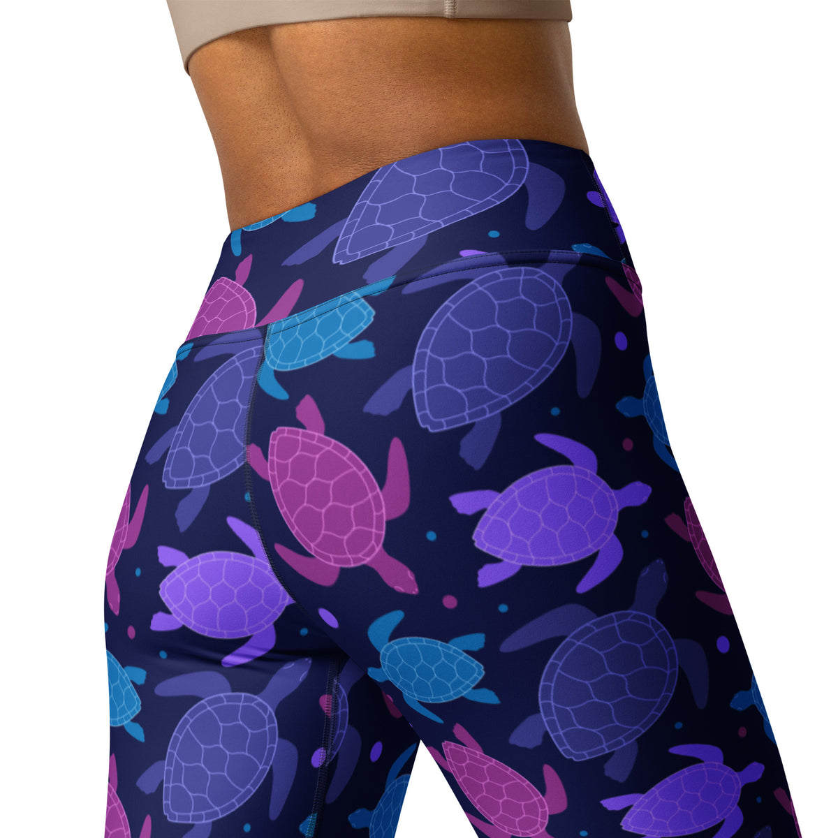 Women's Purple Sea Turtle Buttery Soft Yoga Leggings - Quick Drying, High Waisted Comfort