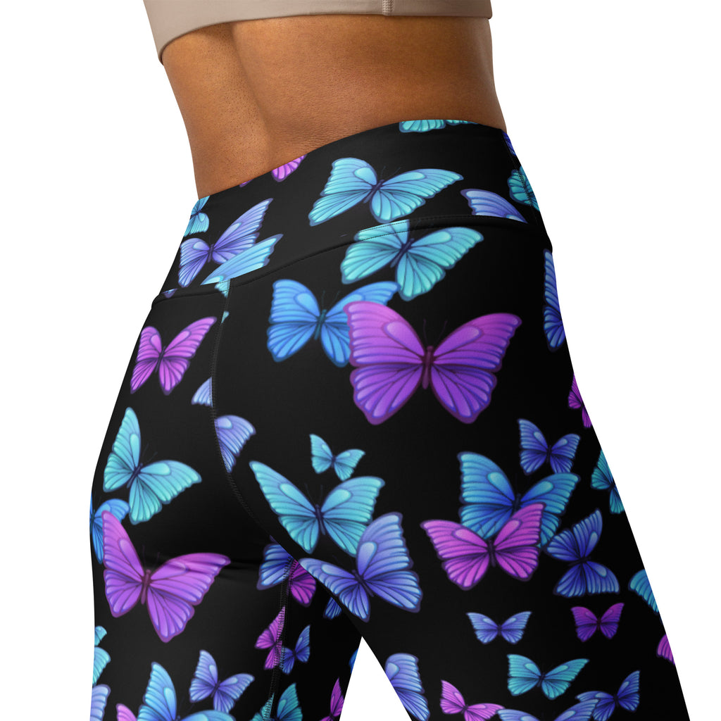 Women's Vibrant Butterfly Yoga Leggings - Quick Drying, High Waisted Buttery Soft Comfort