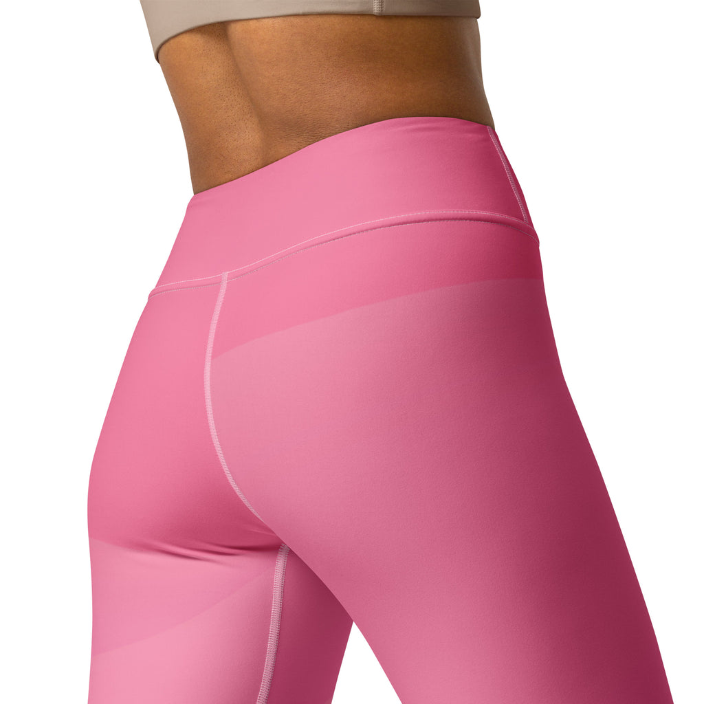 Women's Pink Ombre Waves Buttery Soft Yoga Leggings - Quick Drying, High Waisted Comfort