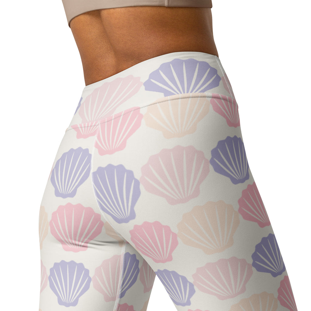 Women's Pastel Seashell Buttery Soft Yoga Leggings - Quick Drying, High Waisted Comfort
