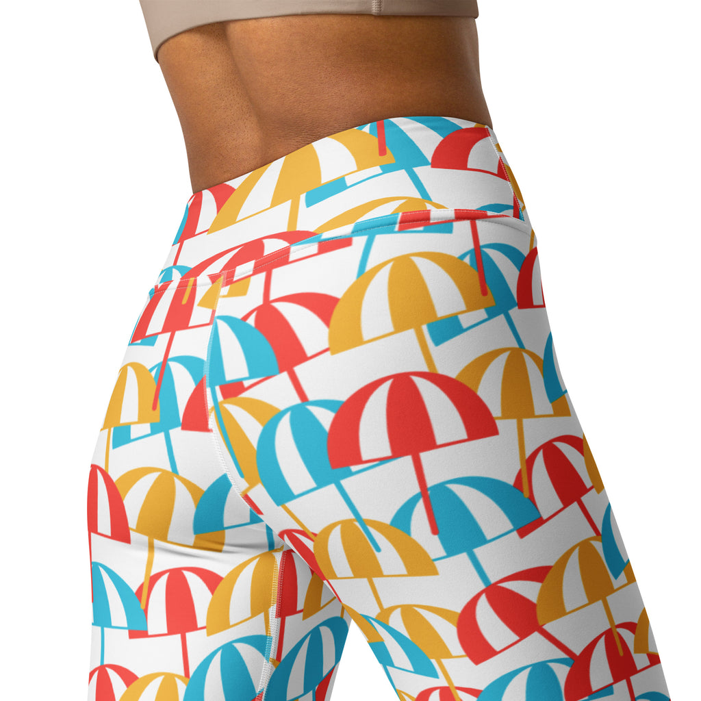 Women's Beach Umbrella Buttery Soft Yoga Leggings - Quick Drying, High Waisted Comfort