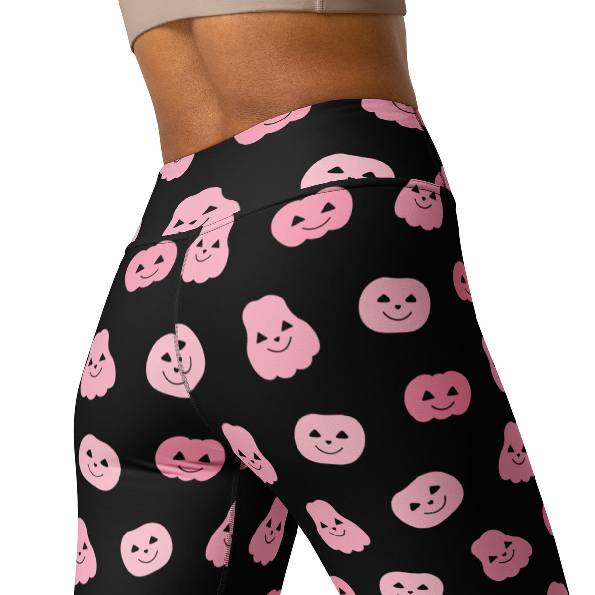 Women's Pink Pumpkin Halloween Buttery Soft Yoga Leggings - Quick Drying, High Waisted Comfort