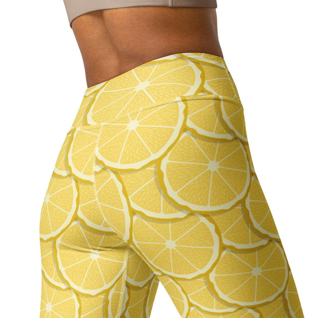 Women's Lemon Slice Buttery Soft Yoga Leggings - Quick Drying, High Waisted Comfort