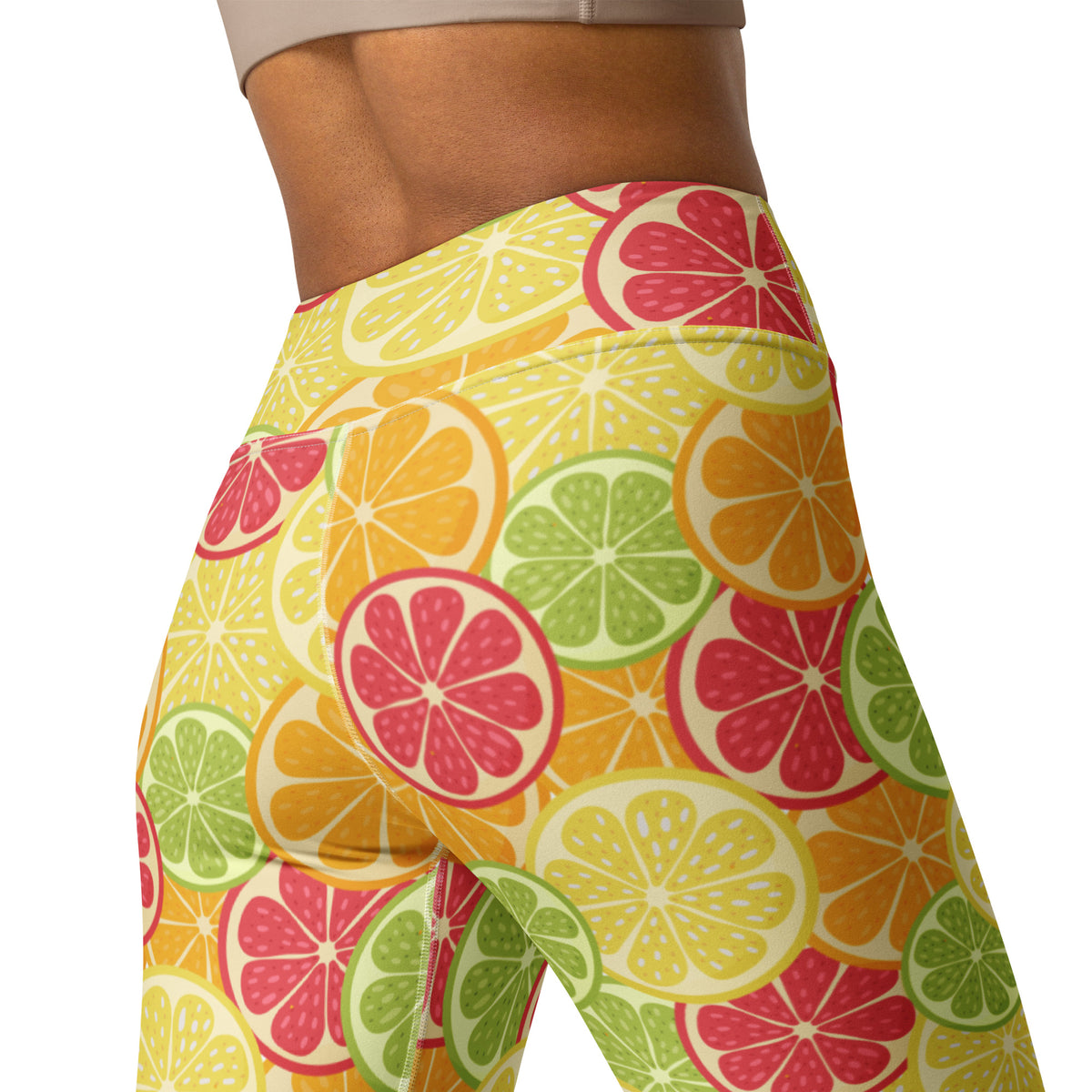 Women's Citrus Fruit Buttery Soft Yoga Leggings - Quick Drying, High Waisted Comfort