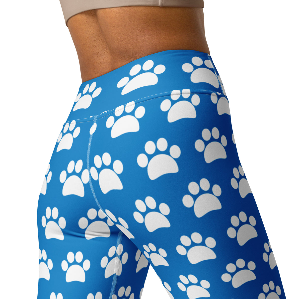 Women's Royal Blue Paw Print Buttery Soft Yoga Leggings - Quick Drying, High Waisted Comfort