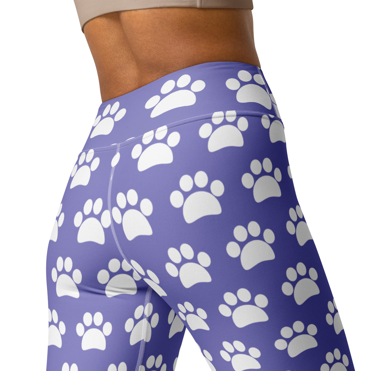 Women's Purple Paw Print Buttery Soft Yoga Leggings - Quick Drying, High Waisted Comfort