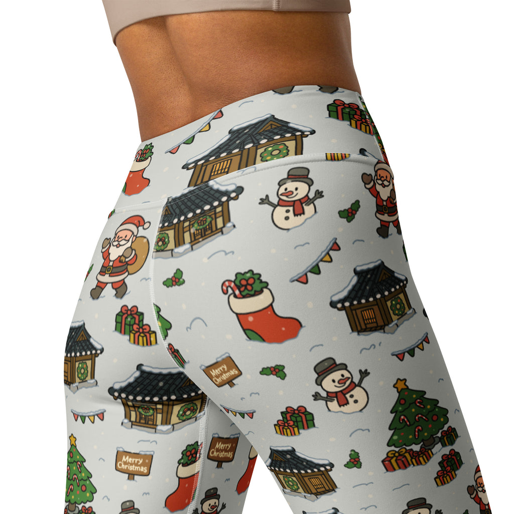 Women's Christmas Village Buttery Soft Yoga Leggings - Quick Drying, High Waisted Comfort