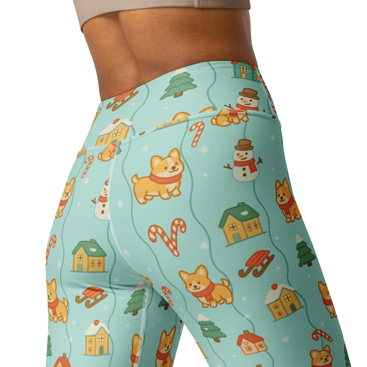 Women's Corgi Christmas Buttery Soft Yoga Leggings - Quick Drying, High Waisted Comfort