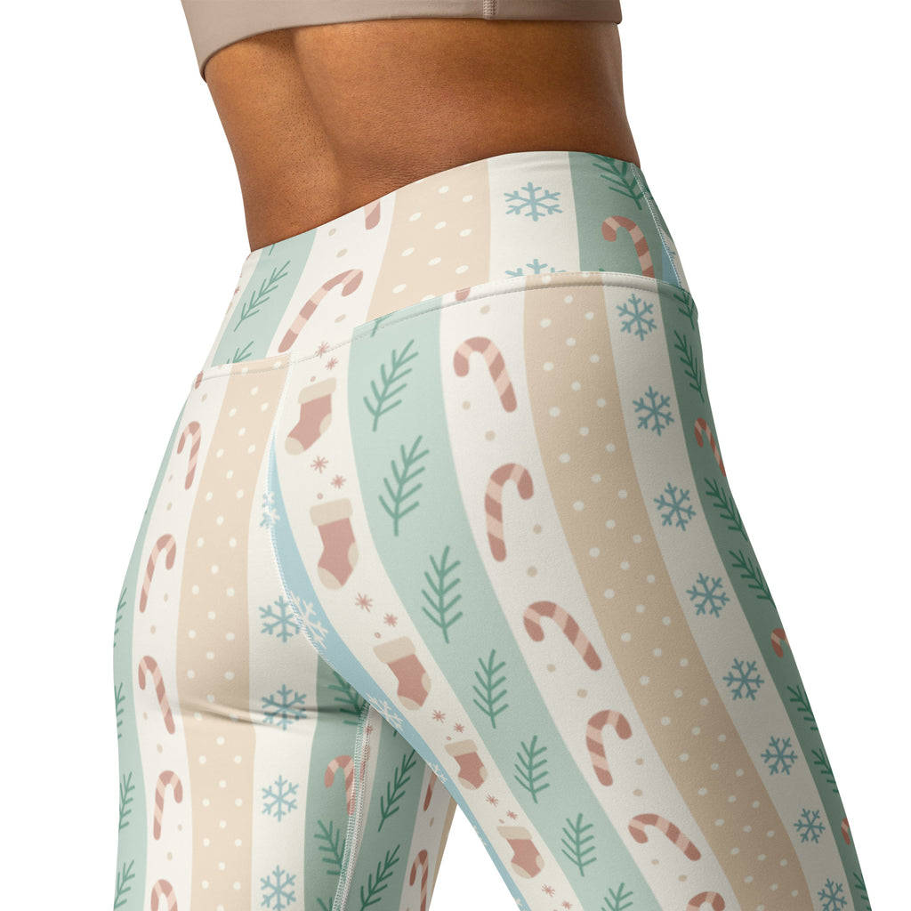 Women's Striped Christmas Buttery Soft Yoga Leggings - Quick Drying, High Waisted Comfort