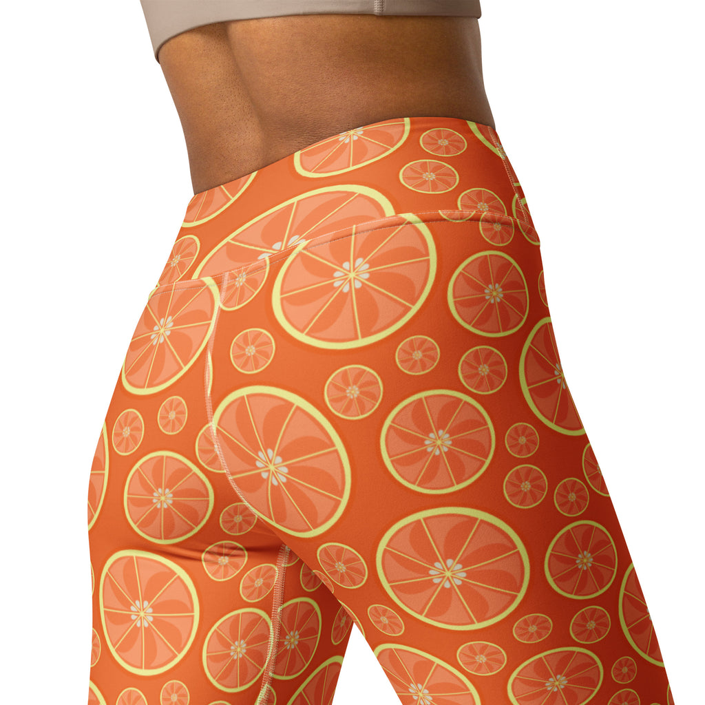 Women's Orange Citrus Buttery Soft Yoga Leggings - Quick Drying, High Waisted Comfort
