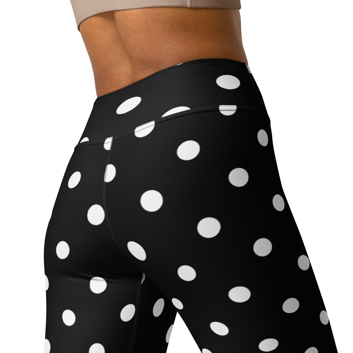Women's Black Polka Dot Buttery Soft Yoga Leggings - Quick Drying, High Waisted Comfort
