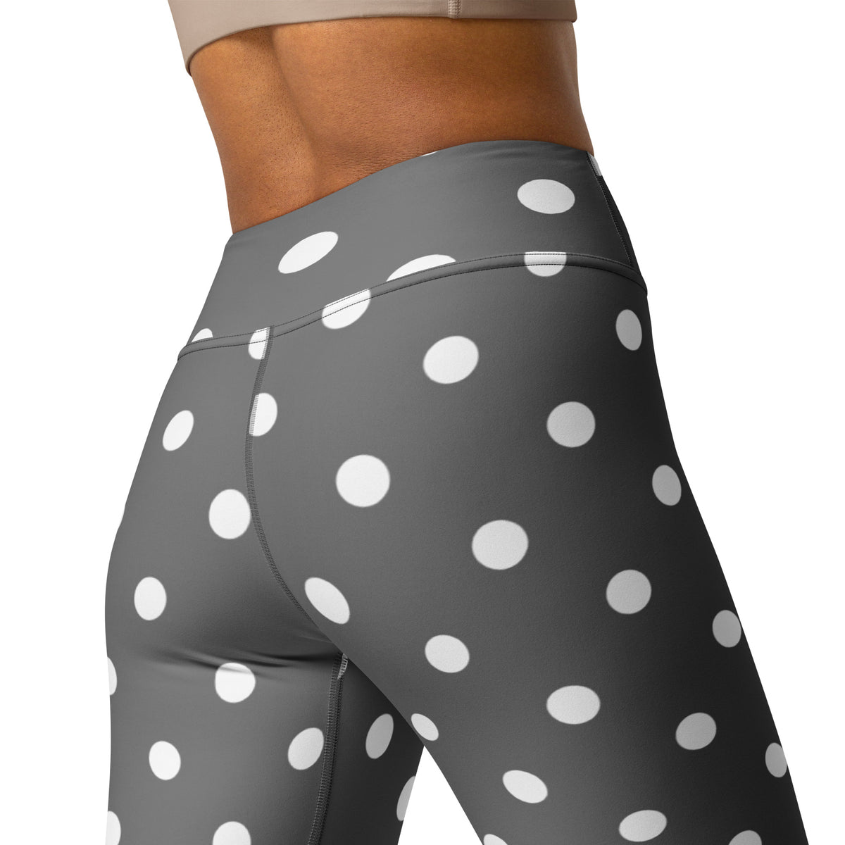 Women's Gray Polka Dot Buttery Soft Yoga Leggings - Quick Drying, High Waisted Comfort