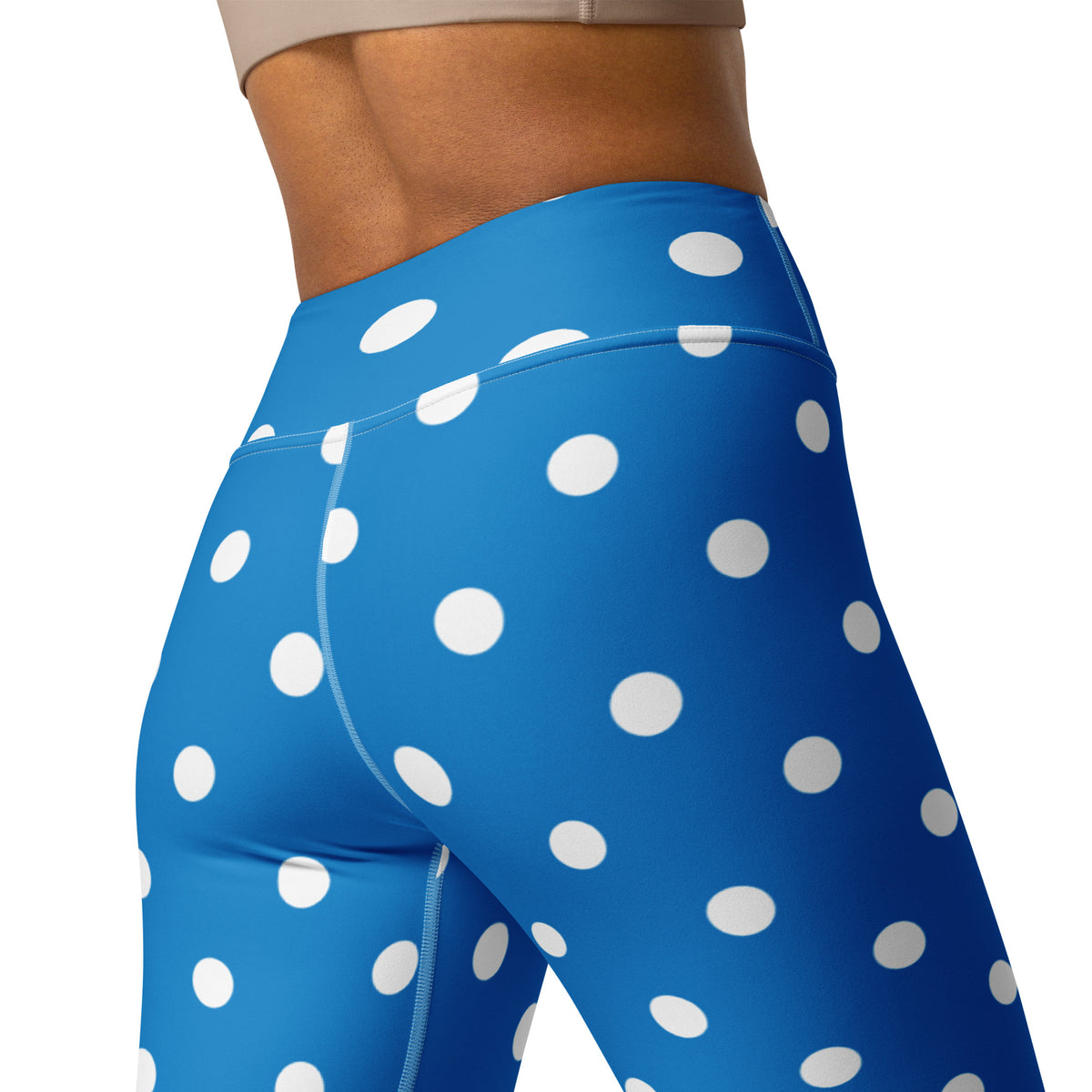 Women's Royal Blue Polka Dot Buttery Soft Yoga Leggings - Quick Drying, High Waisted Comfort