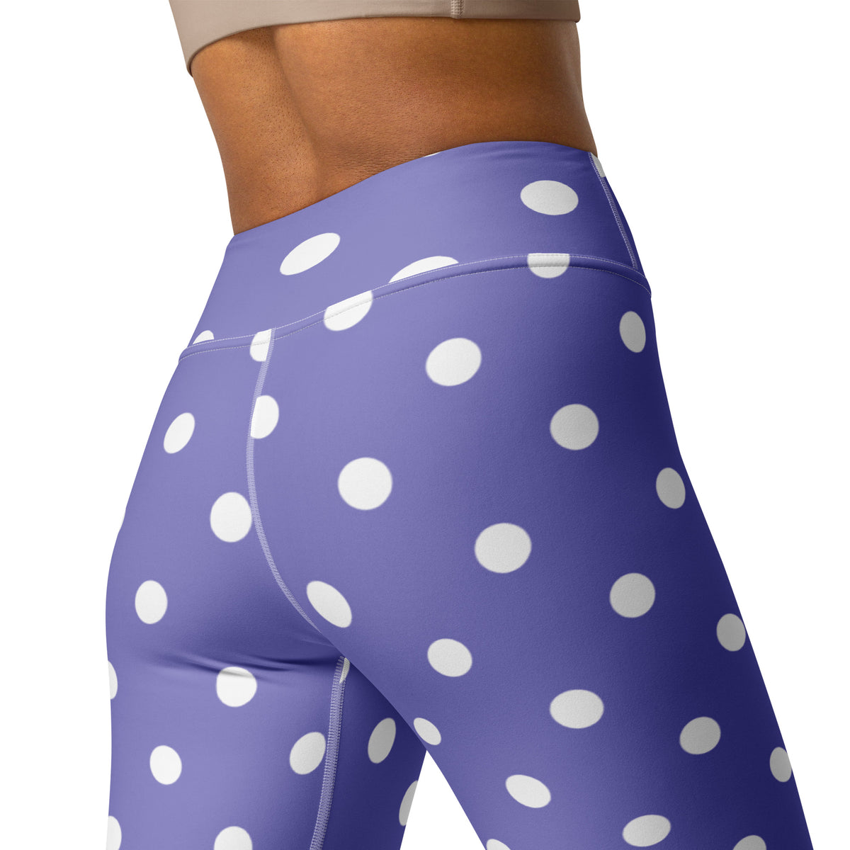 Women's Purple Polka Dot Buttery Soft Yoga Leggings - Quick Drying, High Waisted Comfort