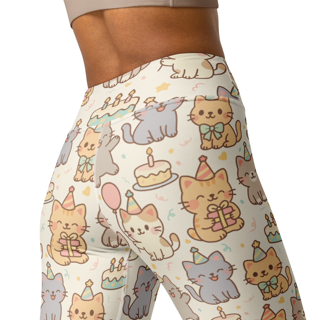 Women's Kitten Birthday Buttery Soft Yoga Leggings - Quick Drying, High Waisted Comfort
