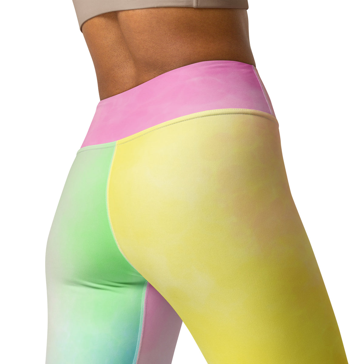 Women's Pastel Rainbow Watercolor Tie Dye Buttery Soft Yoga Leggings - Quick Drying, High Waisted Comfort
