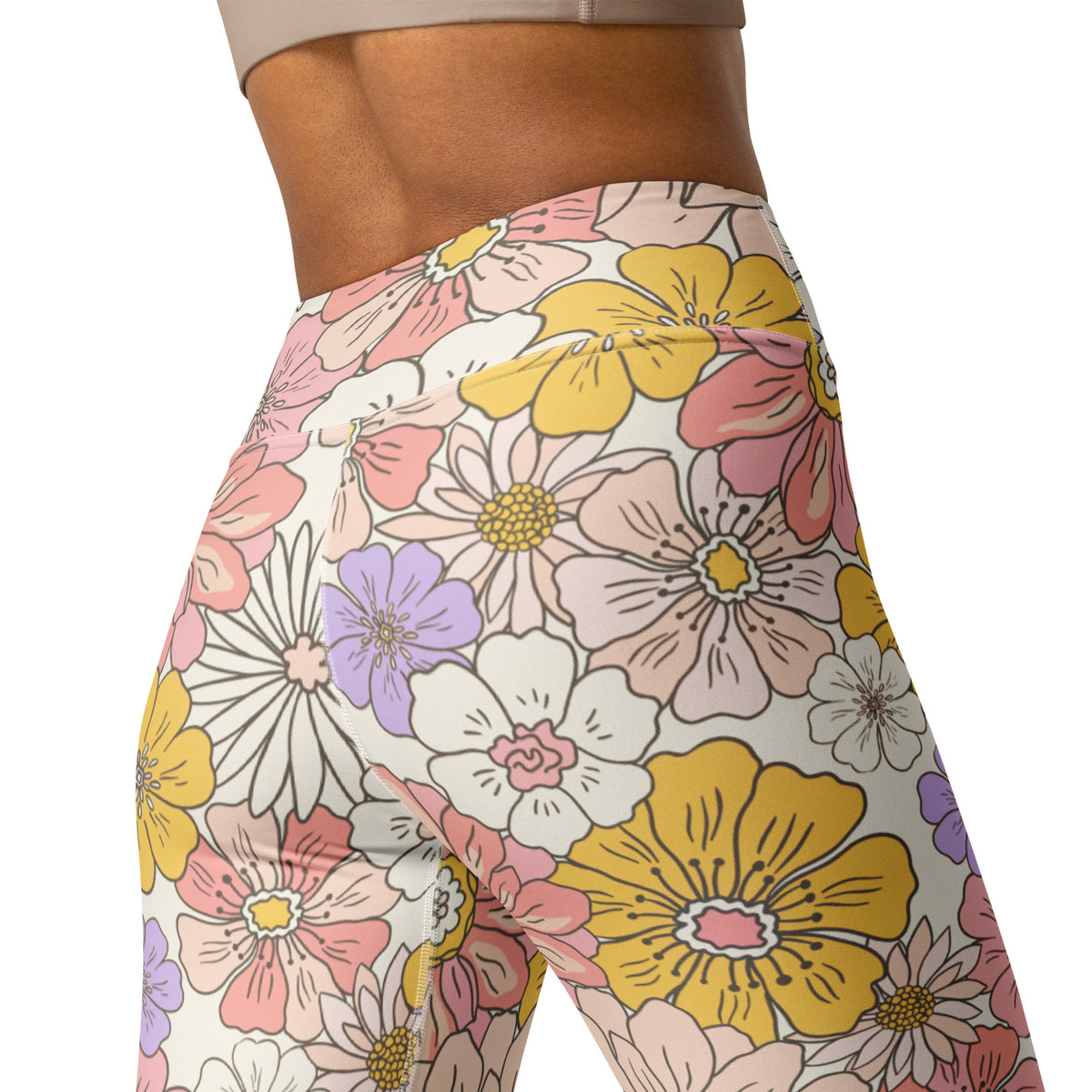 Women's Retro Floral Buttery Soft Yoga Leggings - Quick Drying, High Waisted Comfort