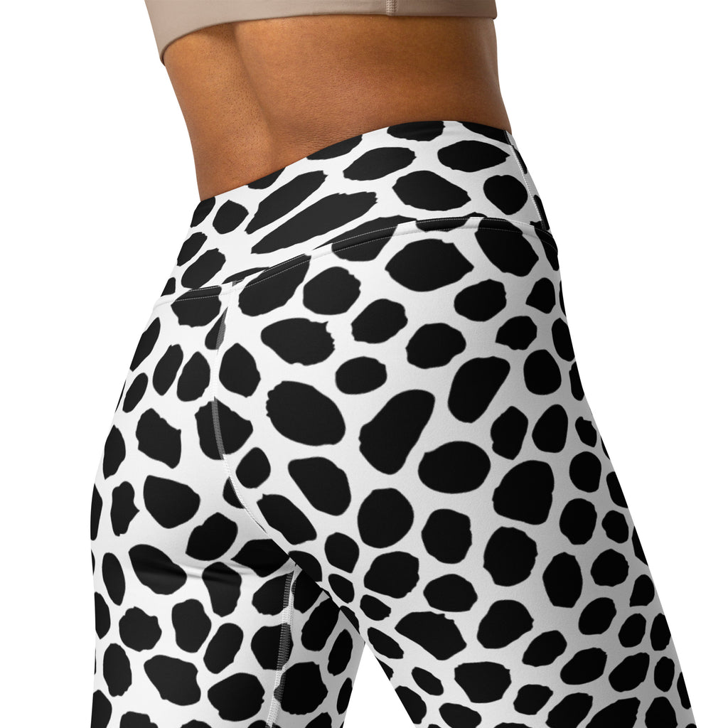 Women's Black Cow Print Buttery Soft Yoga Leggings - Quick Drying, High Waisted Comfort