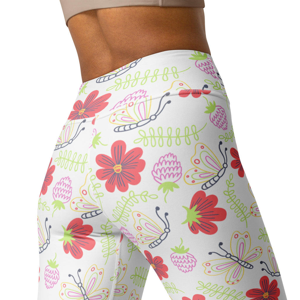 Women's Butterfly Floral Buttery Soft Yoga Leggings - Quick Drying, High Waisted Comfort