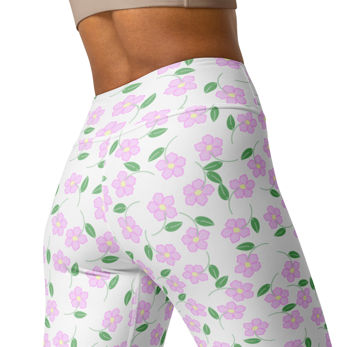 Women's Lavender Flowers Buttery Soft Yoga Leggings - Quick Drying, High Waisted Comfort