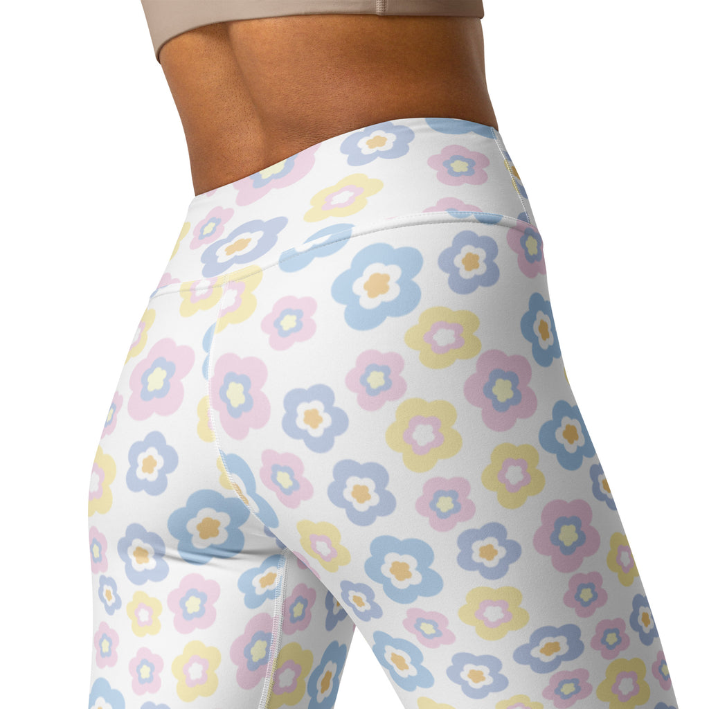 Women's Cheerful Floral Buttery Soft Yoga Leggings - Quick Drying, High Waisted Comfort