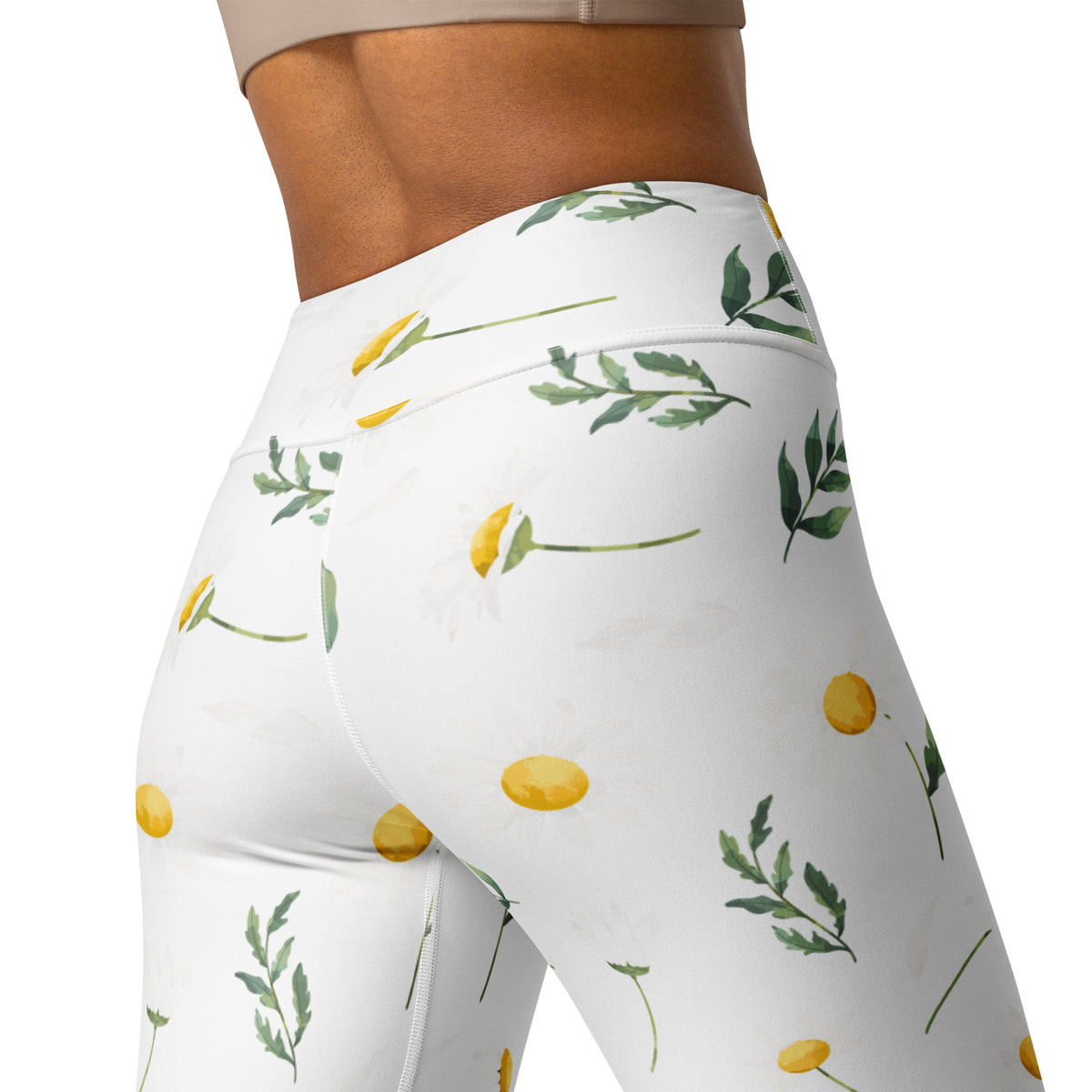 Women's Yellow Floral Wildflower Buttery Soft Yoga Leggings - Quick Drying, High Waisted Comfort