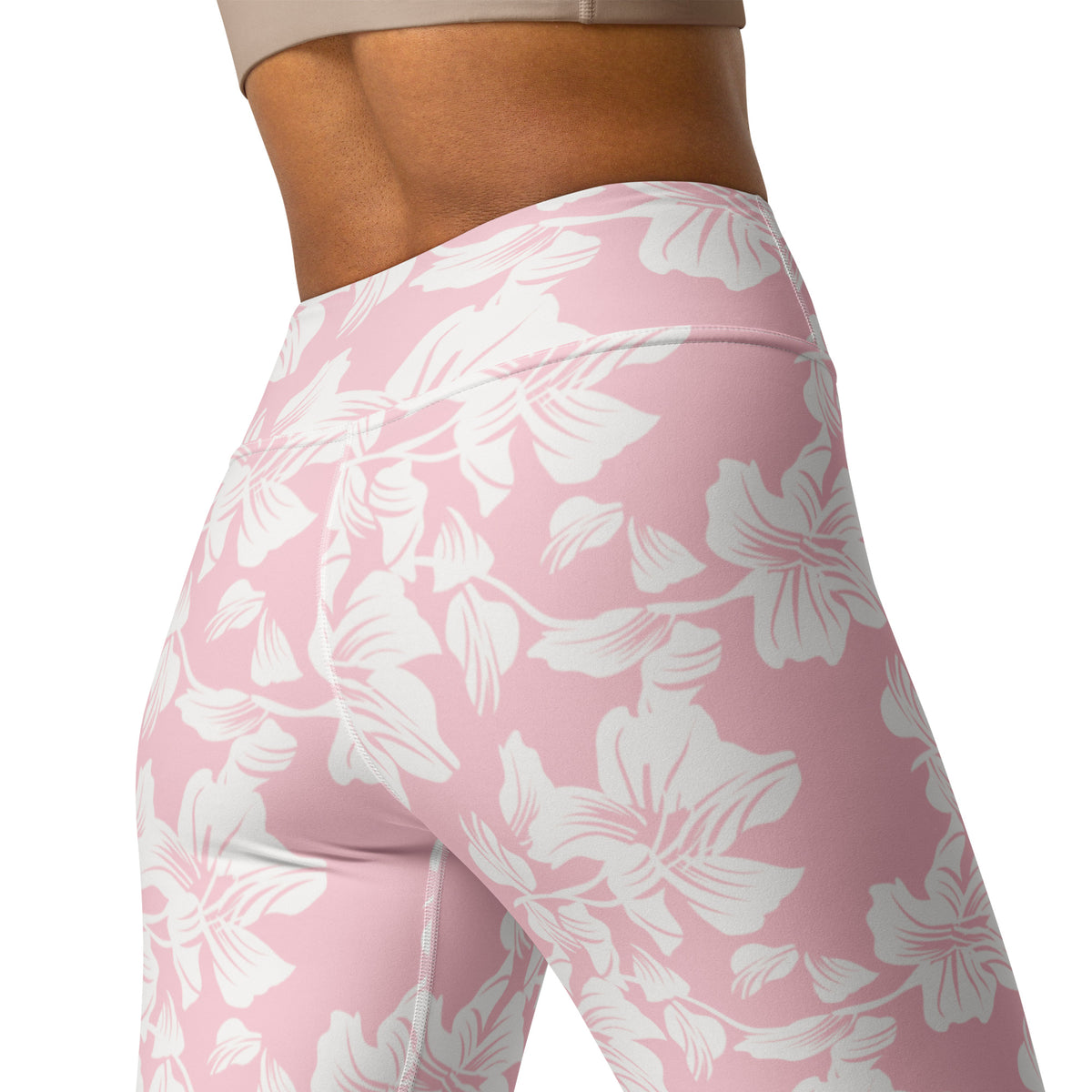 Women's Pink Lily Floral Buttery Soft Yoga Leggings - Quick Drying, High Waisted Comfort