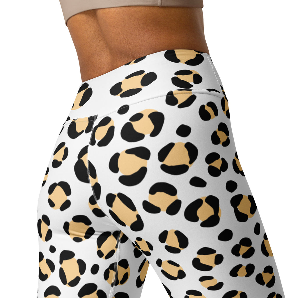 Women's Yellow Leopard Print Buttery Soft Yoga Leggings - Quick Drying, High Waisted Comfort
