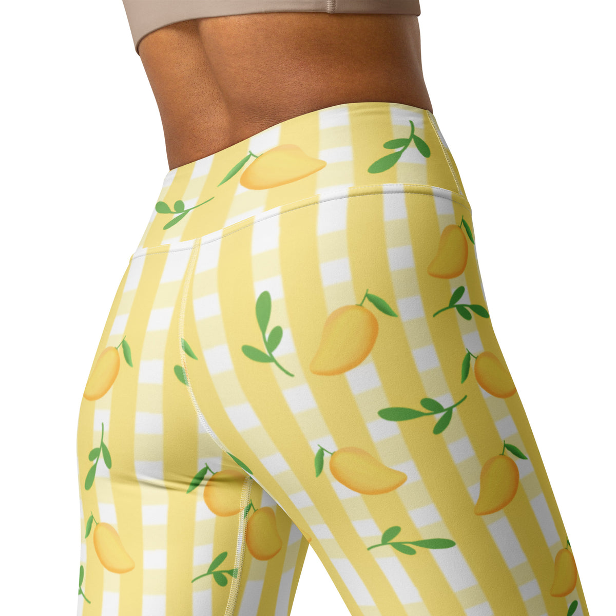 Women's Mango Gingham Buttery Soft Yoga Leggings - Quick Drying, High Waisted Comfort