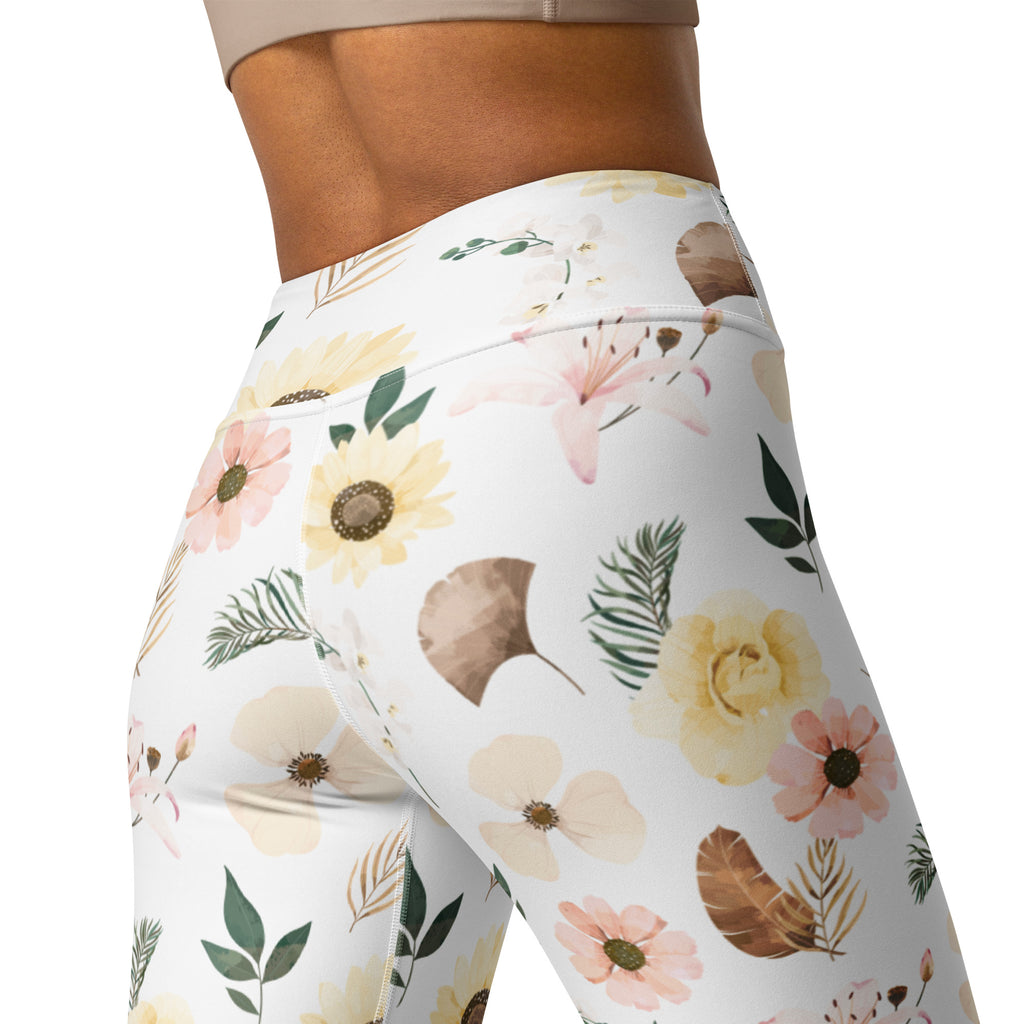 Women's Boho Sunflower Buttery Soft Yoga Leggings - Quick Drying, High Waisted Comfort