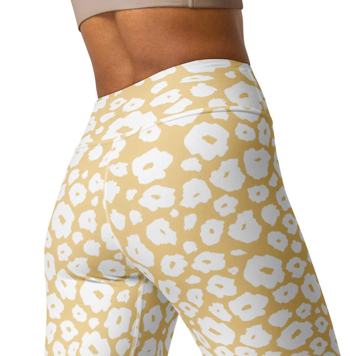 Women's Beige Leopard Print Buttery Soft Yoga Leggings - Quick Drying, High Waisted Comfort