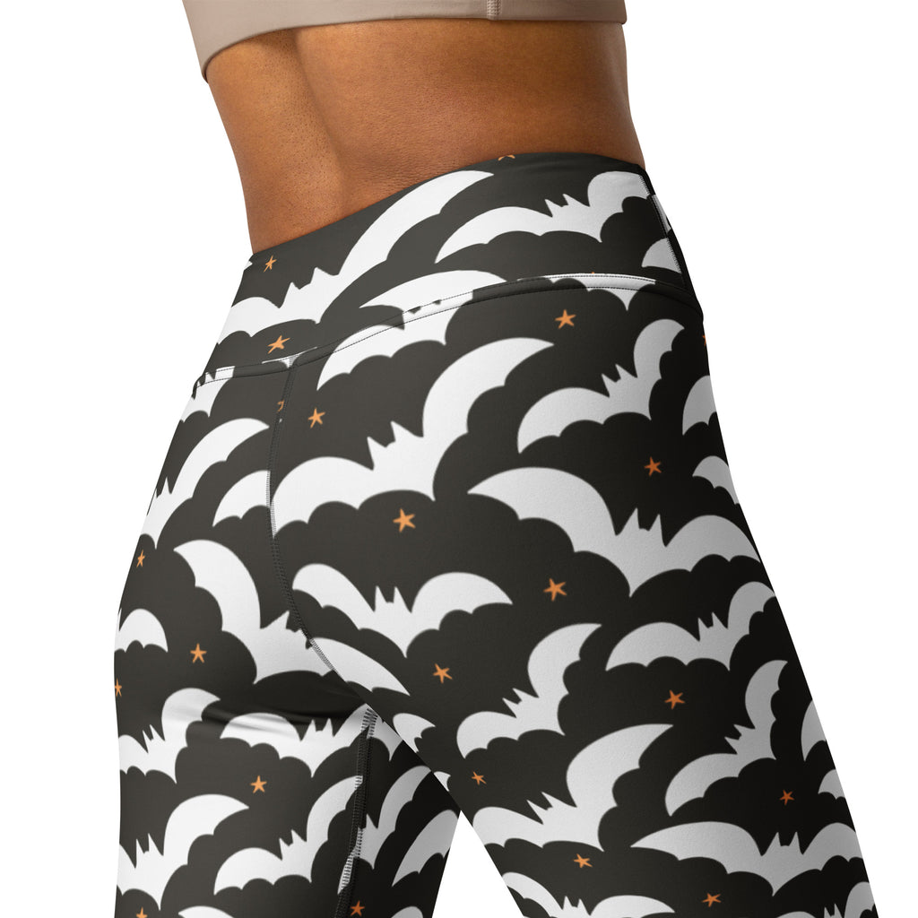 Women's Black Bat Halloween Buttery Soft Yoga Leggings - Quick Drying, High Waisted Comfort
