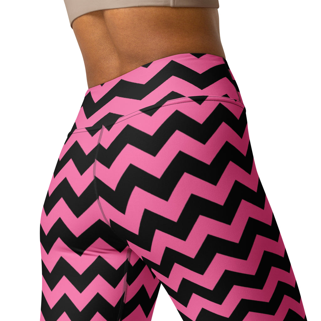 Women's Pink Chevron Halloween Buttery Soft Yoga Leggings - Quick Drying, High Waisted Comfort