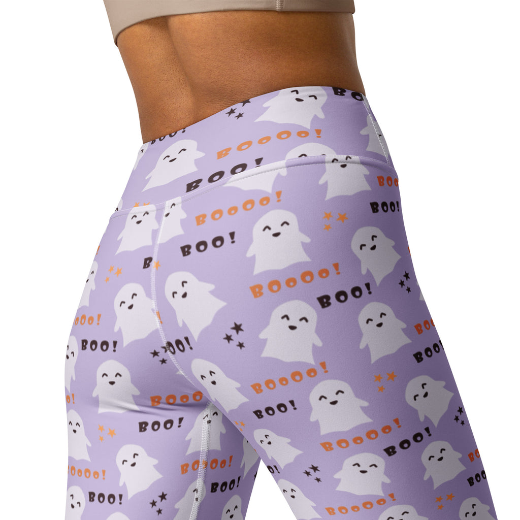 Women's Purple Ghost Halloween Buttery Soft Yoga Leggings - Quick Drying, High Waisted Comfort