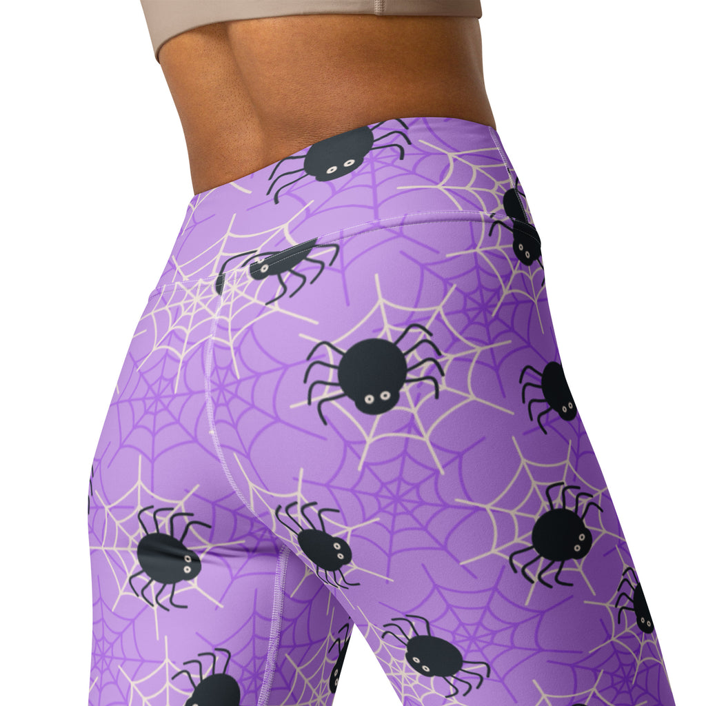 Women's Purple Spider Halloween Buttery Soft Yoga Leggings - Quick Drying, High Waisted Comfort