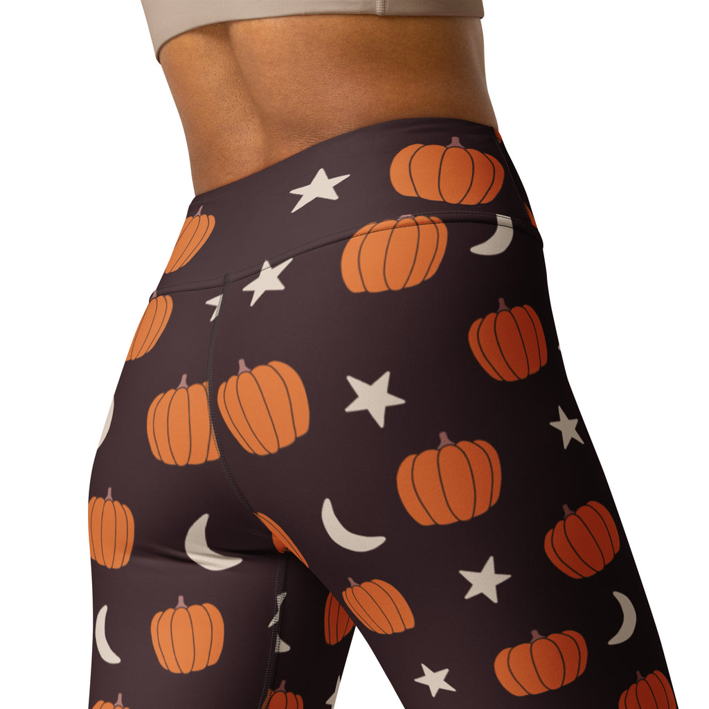 Women's Pumpkin Moon Halloween Buttery Soft Yoga Leggings - Quick Drying, High Waisted Comfort