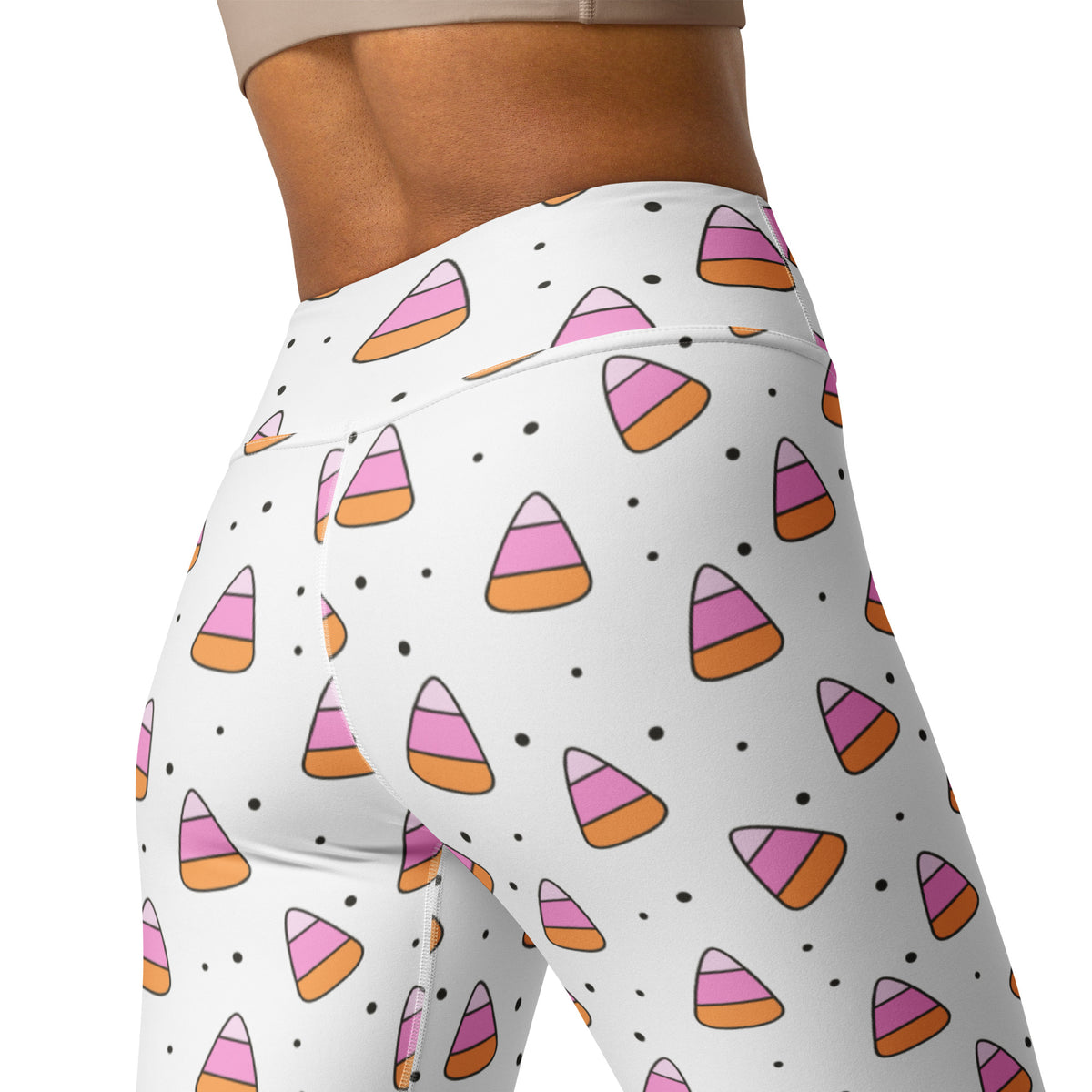 Women's Pink Candy Corn Buttery Soft Yoga Leggings - Quick Drying, High Waisted Comfort
