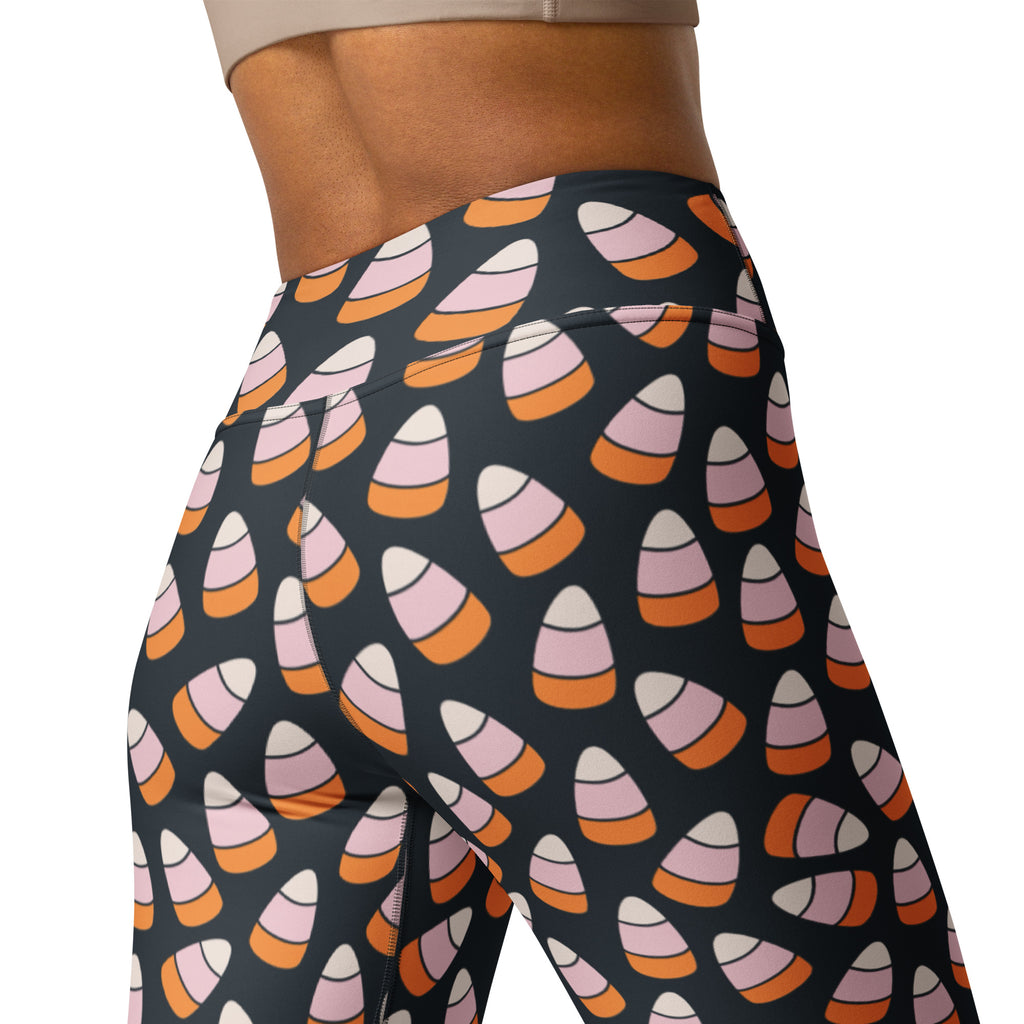 Women's Pink & Orange Candy Corn Buttery Soft Yoga Leggings - Quick Drying, High Waisted Comfort