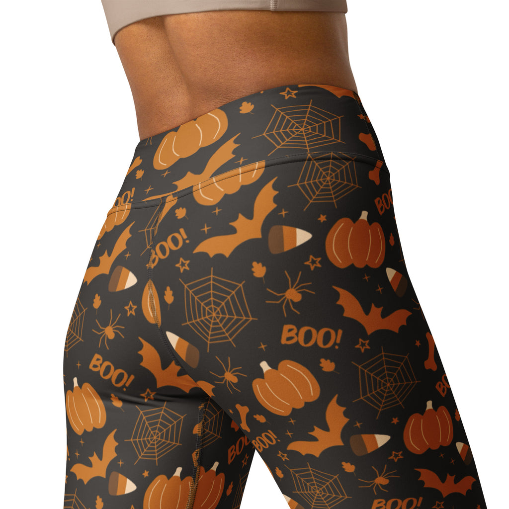 Women's Dark Orange Halloween Buttery Soft Yoga Leggings - Quick Drying, High Waisted Comfort