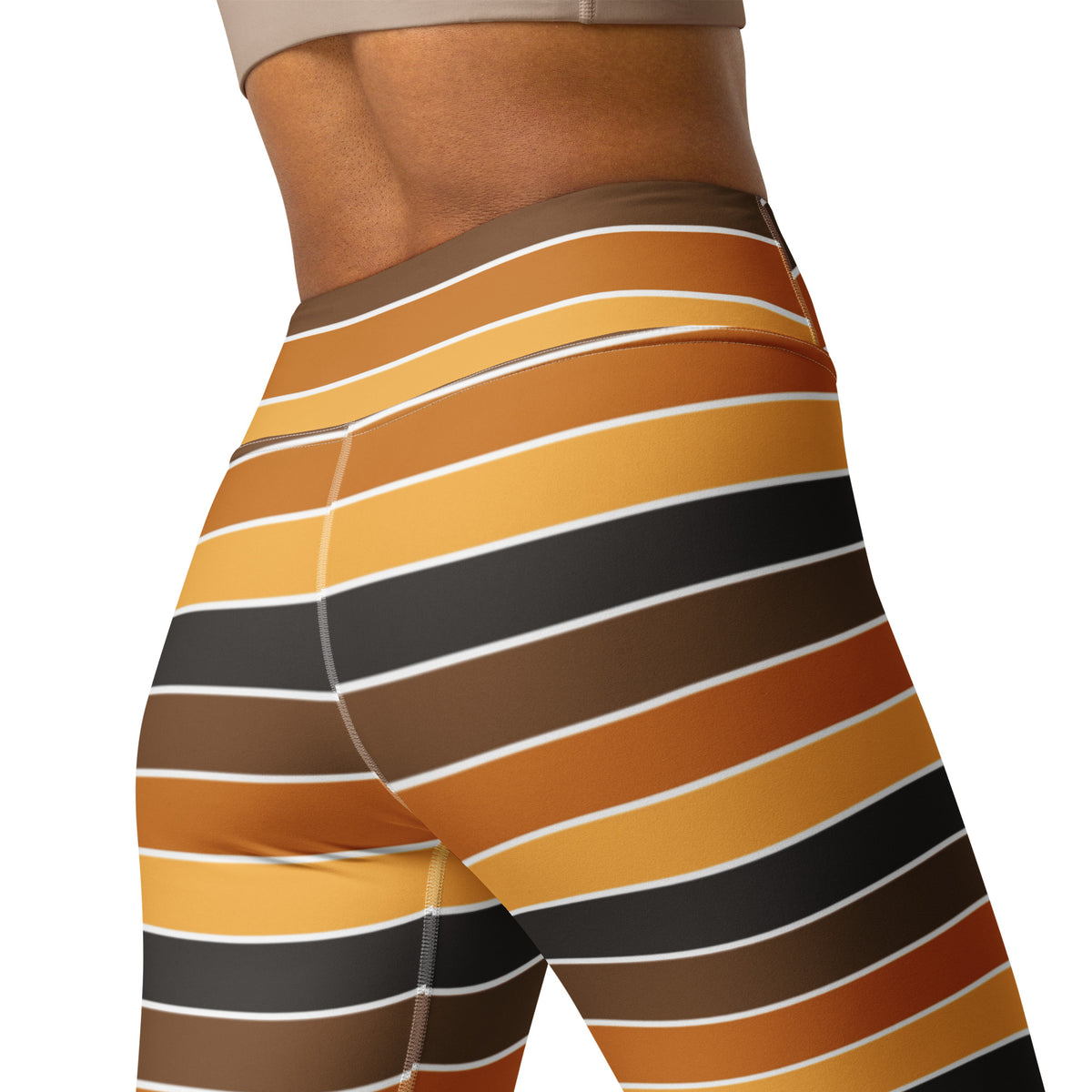 Women's Orange & Brown Striped Halloween Buttery Soft Yoga Leggings - Quick Drying, High Waisted Comfort