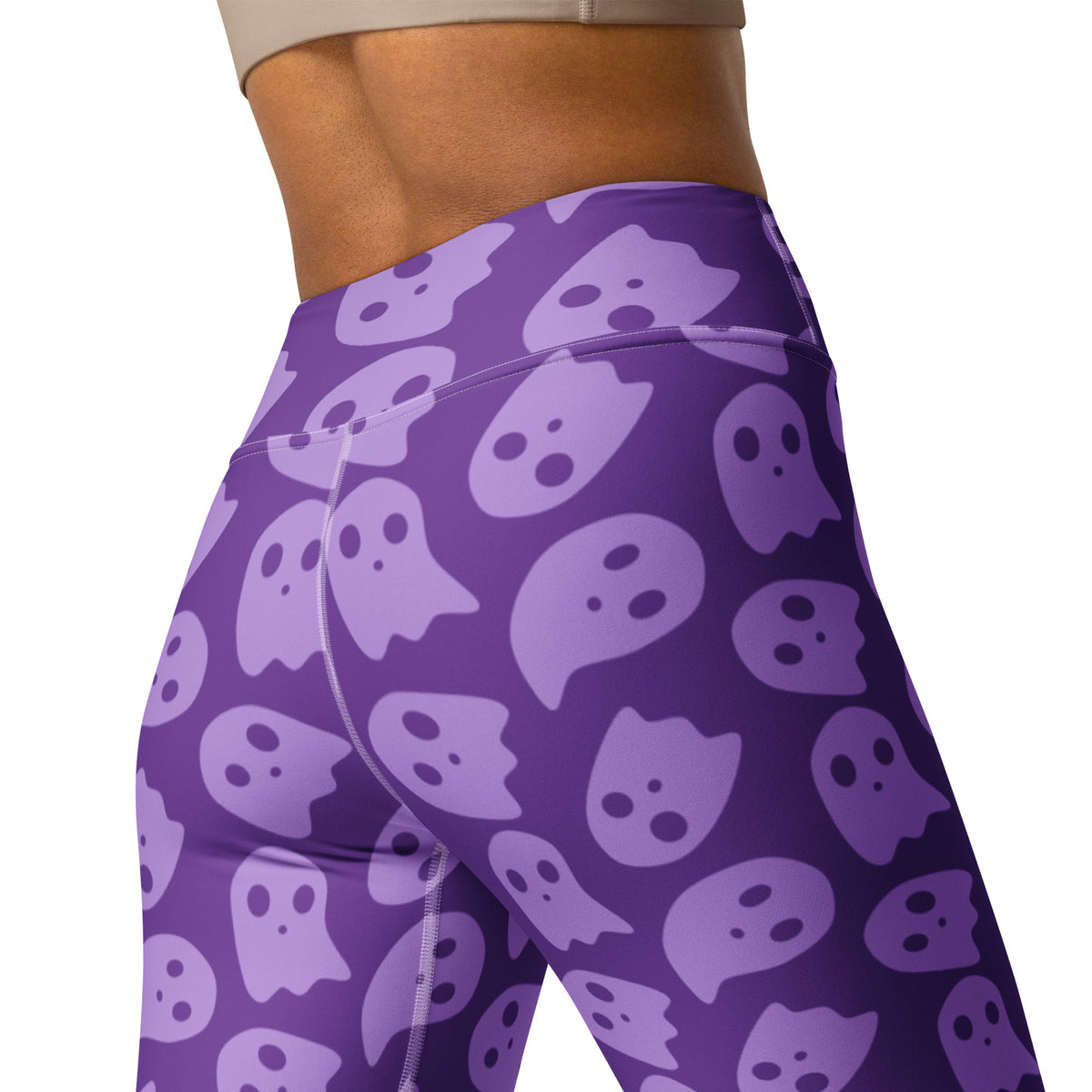 Women's Purple Ghost Halloween Buttery Soft Yoga Leggings - Quick Drying, High Waisted Comfort