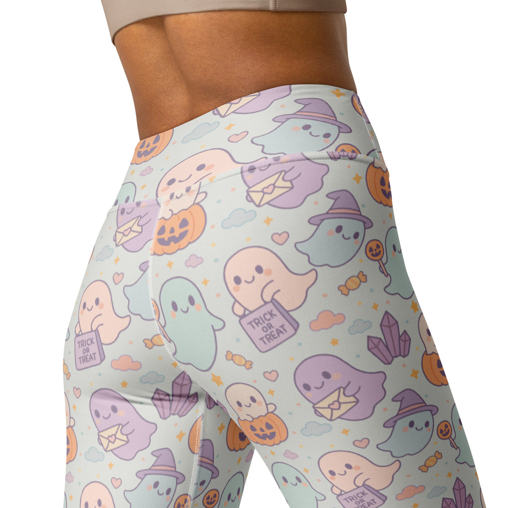 Women's Cute Ghost Halloween Buttery Soft Yoga Leggings - Quick Drying, High Waisted Comfort