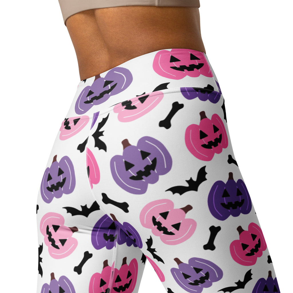 Women's Pink & Purple Pumpkin Halloween Buttery Soft Yoga Leggings - Quick Drying, High Waisted Comfort