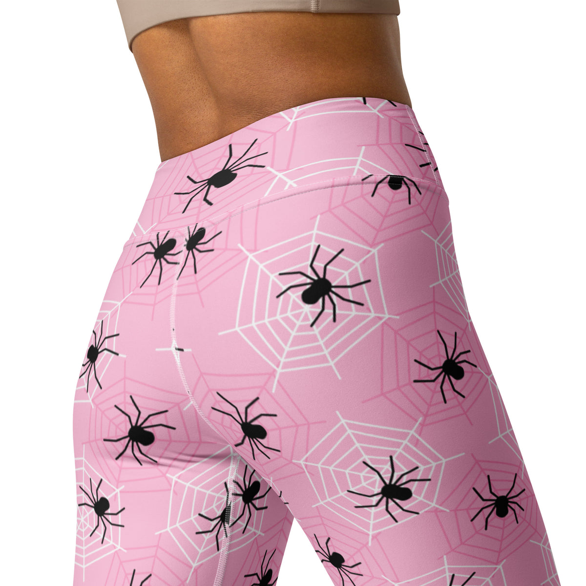 Women's Pink Spider Halloween Buttery Soft Yoga Leggings - Quick Drying, High Waisted Comfort